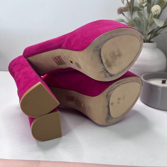 Stuwart Weitzman Skyhigh 145 Platform Slide Suede Azalea SD275 Women's US 9.5 B - Picture 9 of 11